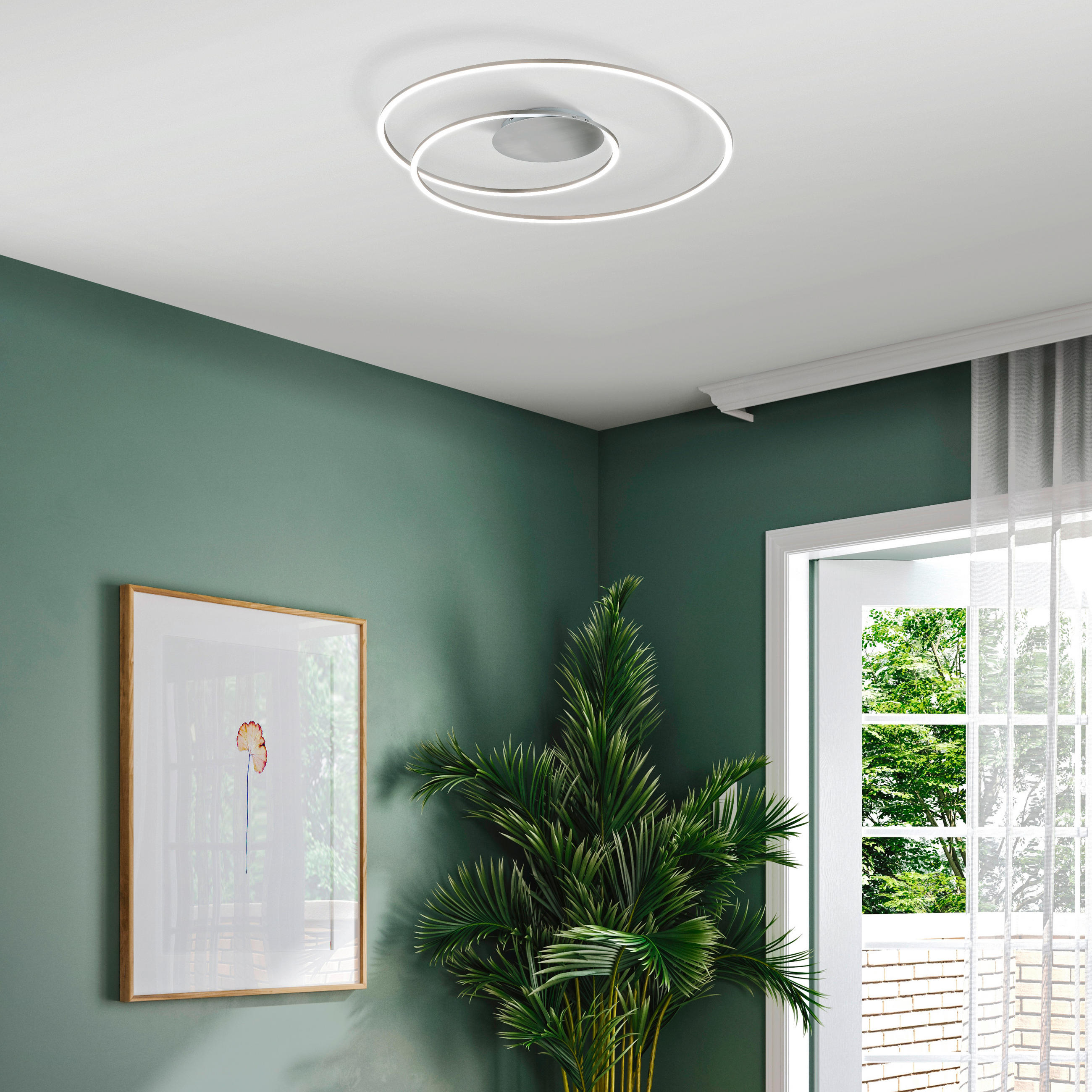 LED-DECKENLEUCHTE Holy 68/8 cm   - Nickelfarben, Design, Metall (68/8cm) - Fischer & Honsel