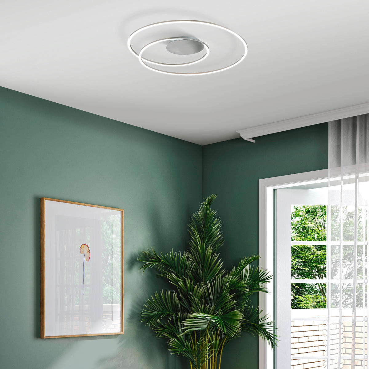 LED-DECKENLEUCHTE  68/8 cm    - Nickelfarben, Design, Metall (68/8cm) - Fischer & Honsel