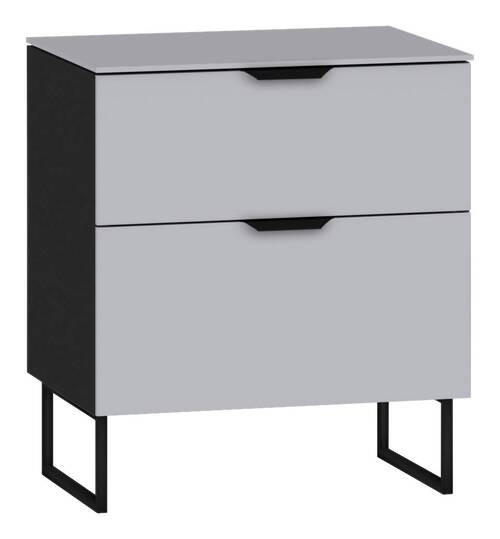 NACHTSCHRANK 45/53/43 cm  - Hellgrau/Schwarz, Design, Glas/Holzwerkstoff (45/53/43cm) - Jutzler
