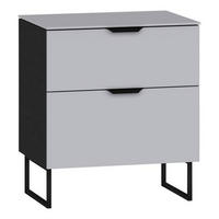 NACHTSCHRANK 45/53/43 cm  - Hellgrau/Schwarz, Design, Glas/Holzwerkstoff (45/53/43cm) - Jutzler