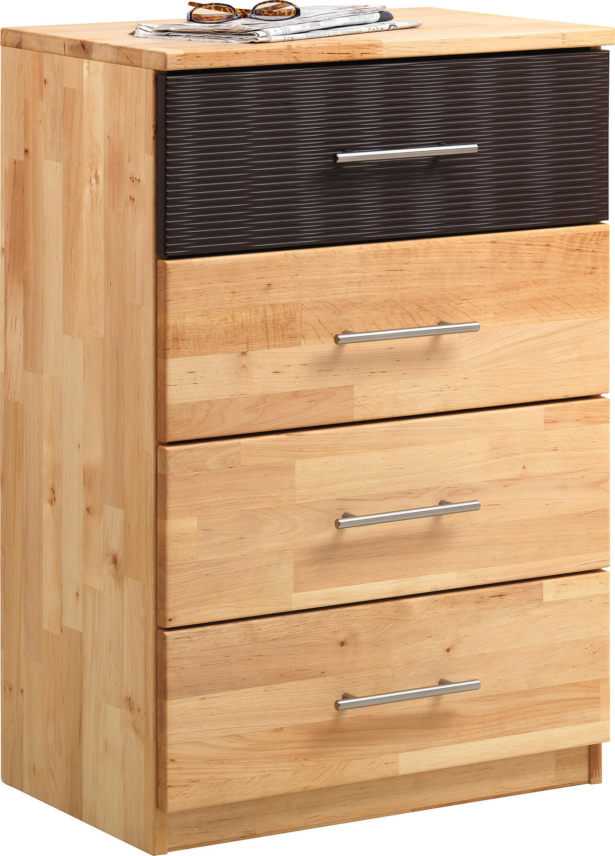 KOMMODE 60/90/41 cm  in Braun, Erlefarben  - Chromfarben/Erlefarben, Natur, Holz/Metall (60/90/41cm) - Linea Natura