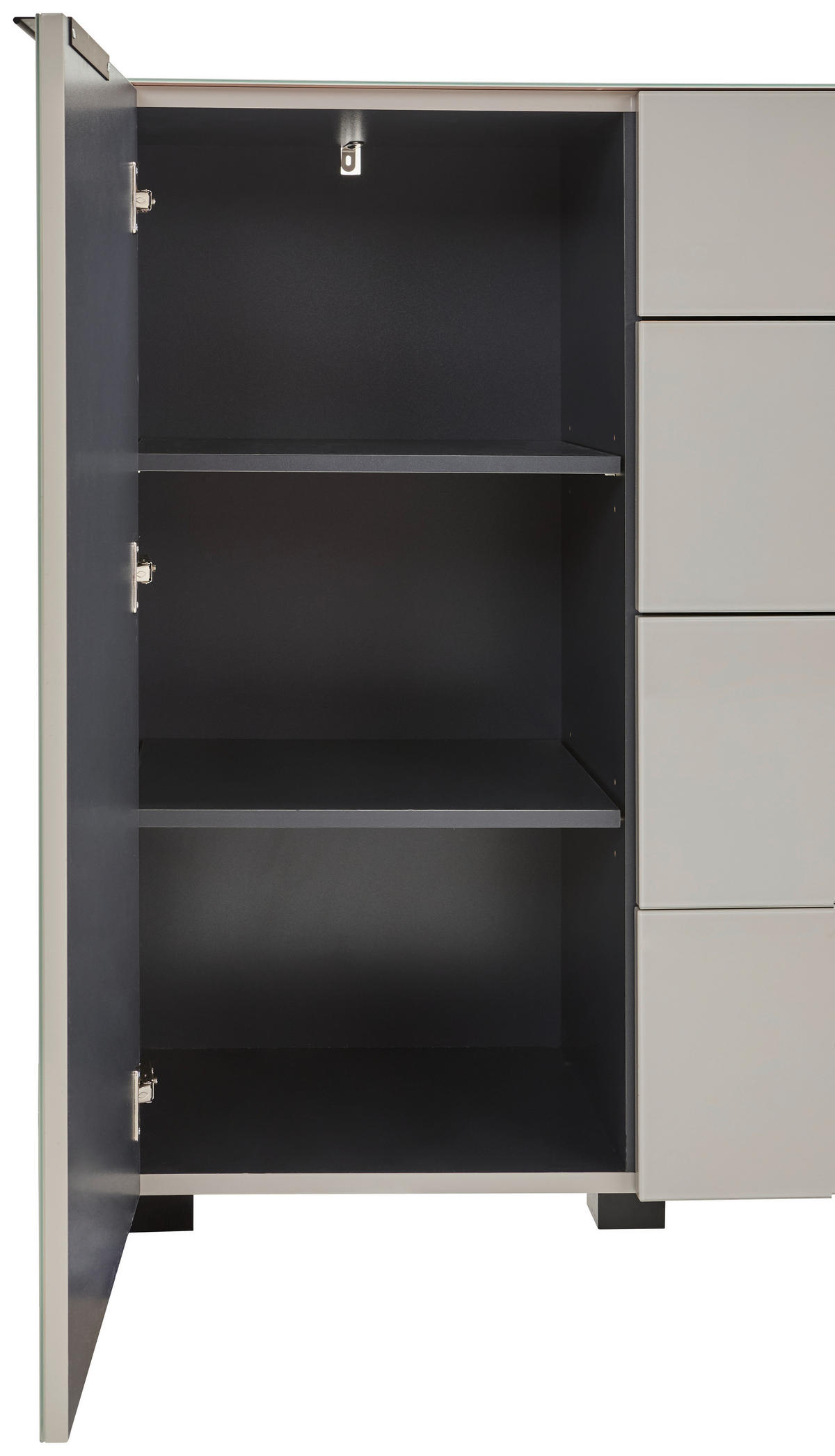 SIDEBOARD  225/99,7/42 cm 4 Schublade(n)  - Kaschmir/Schwarz, Design, Glas/Holzwerkstoff (225/99,7/42cm) - Novel