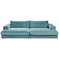 MEGASOFA Cord Petrol  - Petrol/Schwarz, Design, Kunststoff/Textil (290/86/170cm) - Pure Home Lifestyle