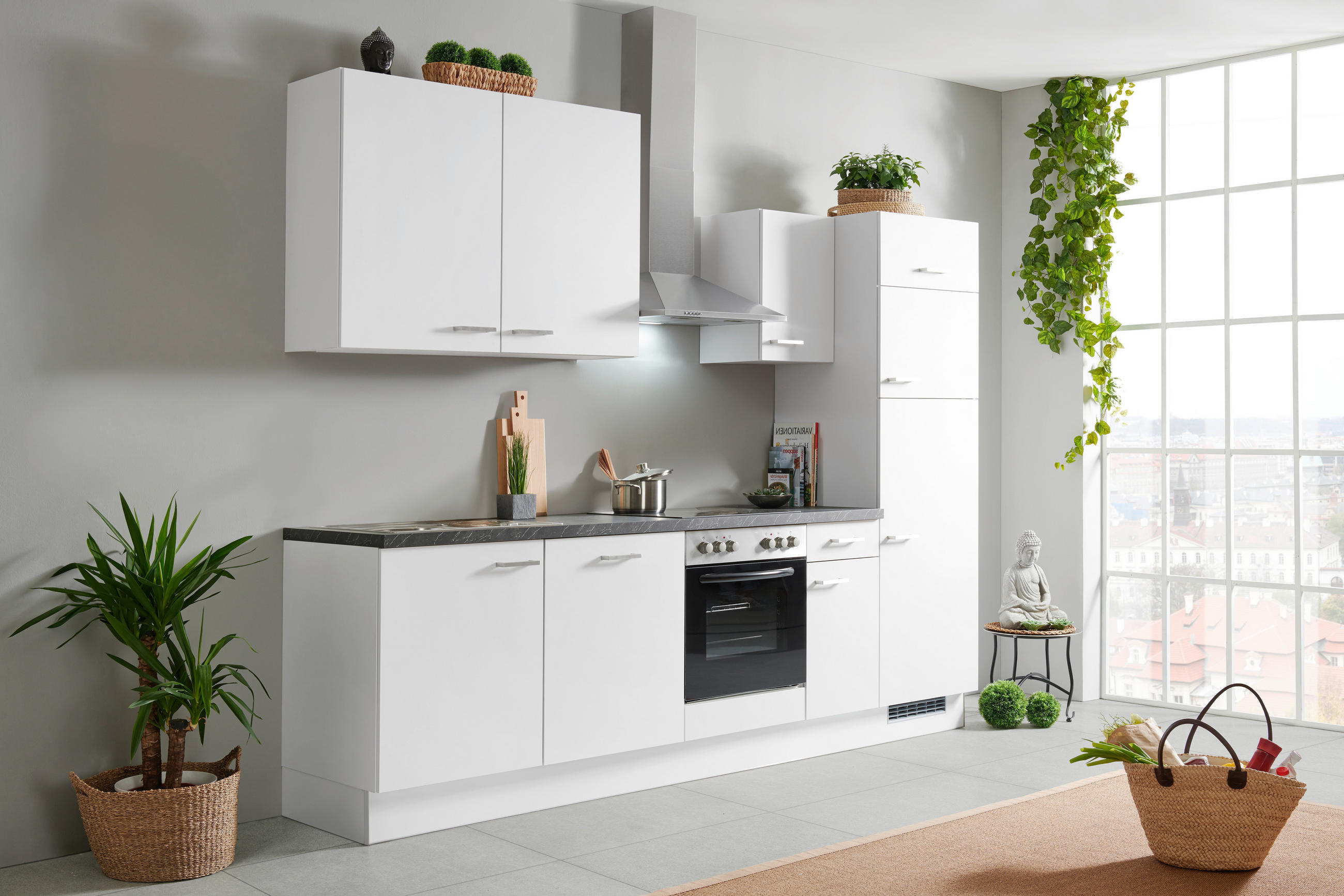 KÜCHENBLOCK 280 cm   in Schwarz, Hellgrau  - Hellgrau/Schwarz, Basics, Holzwerkstoff/Metall (280cm) - Impuls