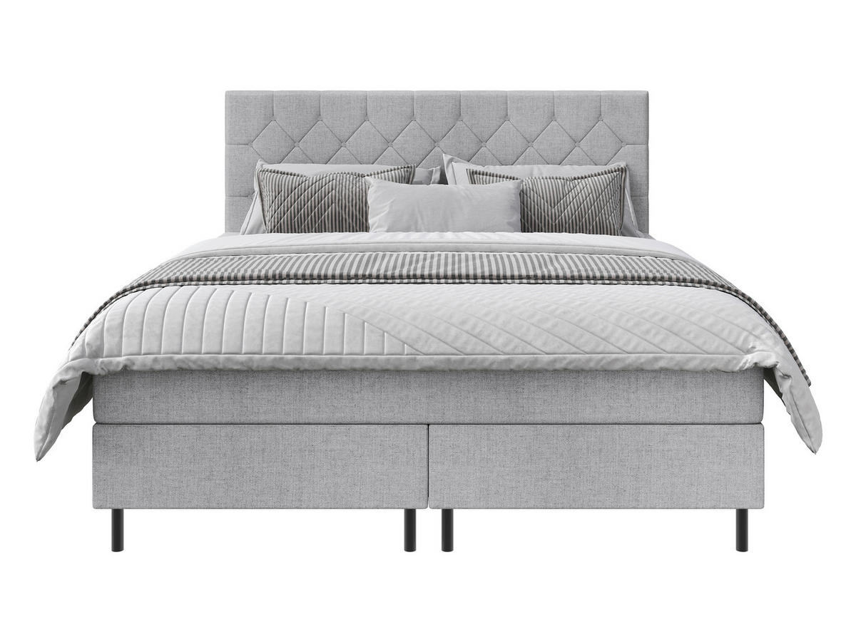 BOXSPRINGBETT 160/200 cm,  in Grau, Matratze, Topper, H2 + H2 = mittel  - Schwarz/Grau, KONVENTIONELL, Textil/Metall (160/200cm) - Chameo