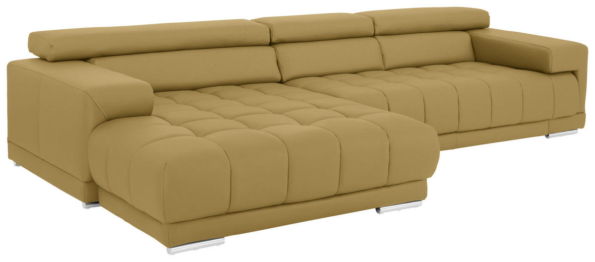 ECKSOFA in Echtleder Gelb  - Chromfarben/Gelb, Design, Leder/Metall (190/330cm) - Beldomo Speed