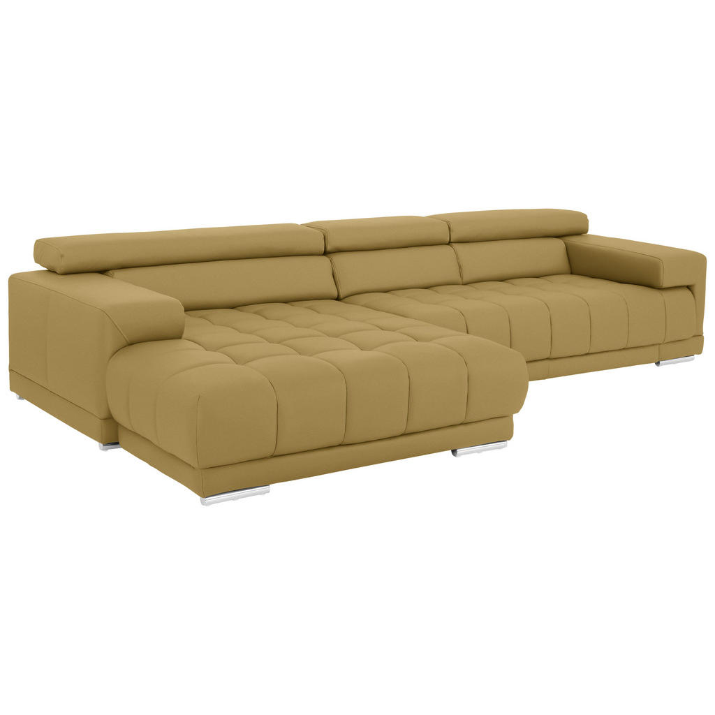 Thumbnail - Beldomo Speed Ecksofa, Gelb, Leder, Echtleder, Semi-Anilinleder, 3-Sitzer, Ottomane links, L-Form, 330x190 cm, Goldenes ...