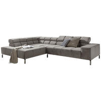ECKSOFA Velours Grau  - Grau, Design, Textil/Metall (216/321cm) - Hom`in