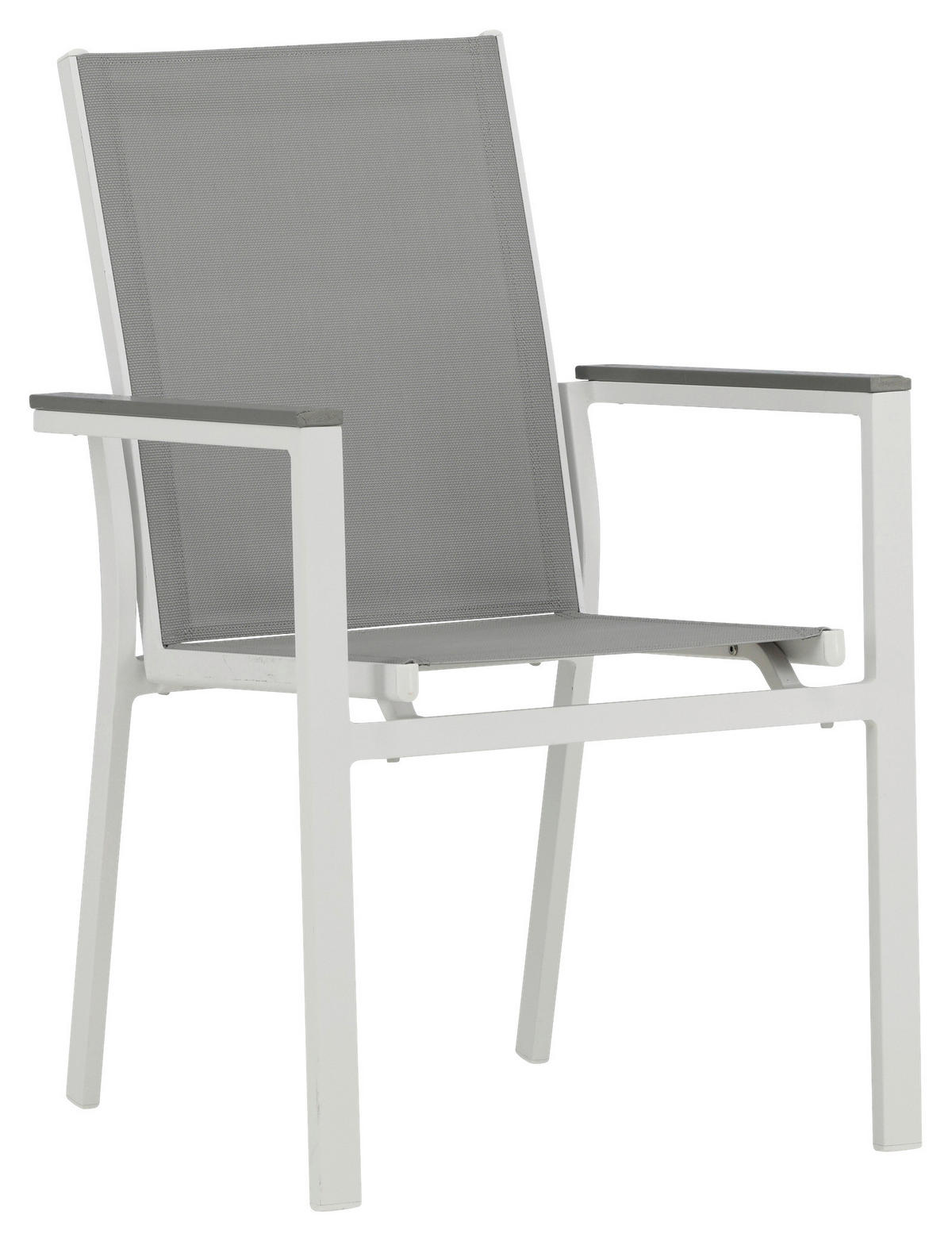 GARTENSTUHL-SET Aluminium Grau, Weiß  - Weiß/Grau, KONVENTIONELL, Textil/Metall (57/90/60cm) - Gardenson