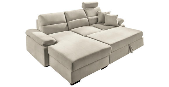 ECKSOFA in Webstoff Beige  - Dunkelbraun/Beige, KONVENTIONELL, Kunststoff/Textil (166/258cm) - Cantus