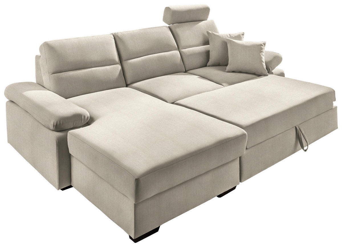 ECKSOFA Beige Webstoff  - Dunkelbraun/Beige, KONVENTIONELL, Kunststoff/Textil (166/258cm) - Cantus
