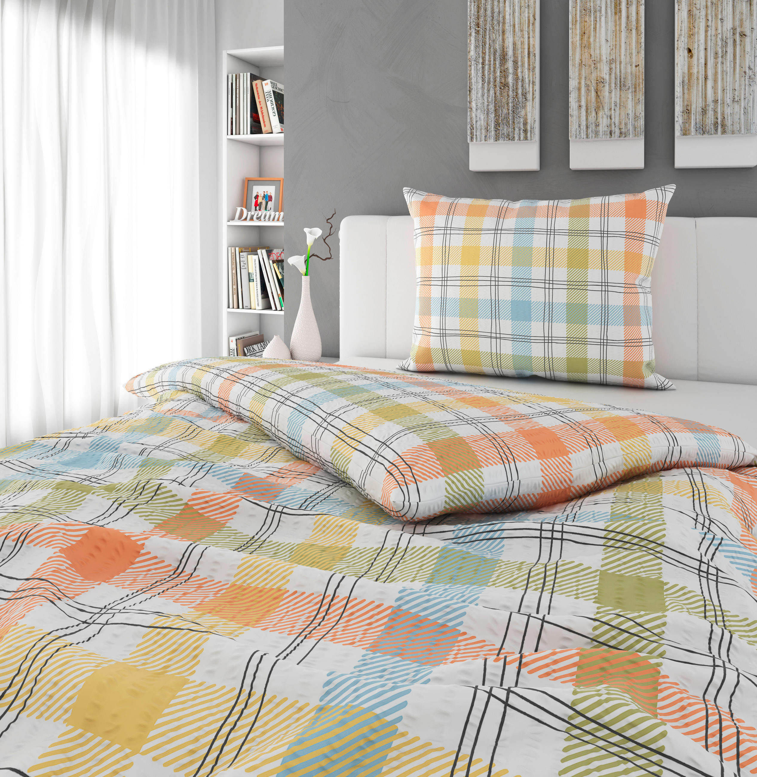 POSTEĽNÁ BIELIZEŇ, seersucker, viacfarebná, 140/200 cm - viacfarebná, Konventionell, textil (140/200cm) - Esposa
