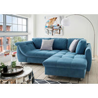 ECKSCHLAFSOFA in Mikrofaser Blau  - Chromfarben/Blau, Modern, Textil/Metall (250/190cm) - Livetastic