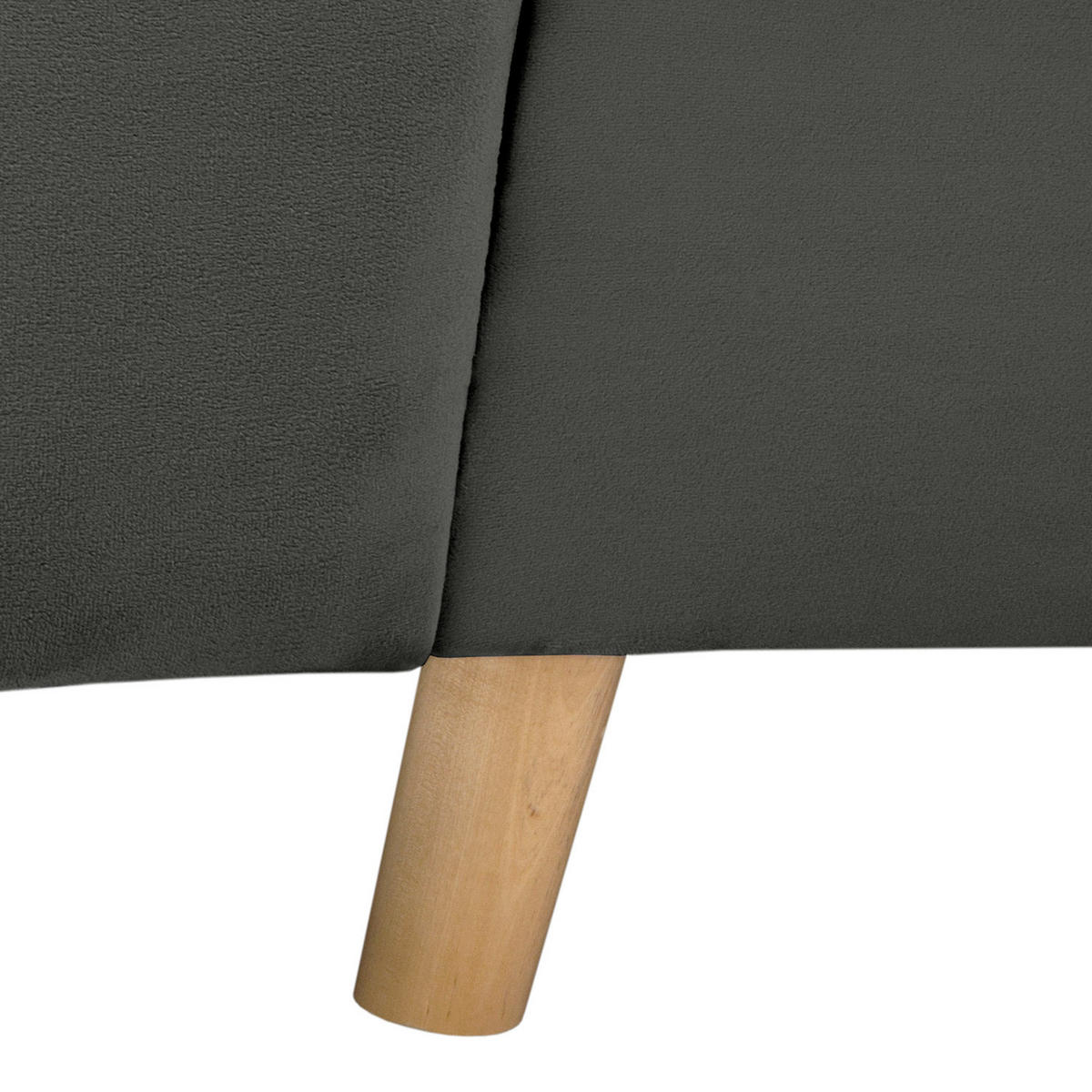 ECKSOFA inkl. Hocker Ariella Anthrazit Samt Rückenkissen, Hocker  - Anthrazit/Naturfarben, Design, Holz/Textil (231/161cm) - Livetastic