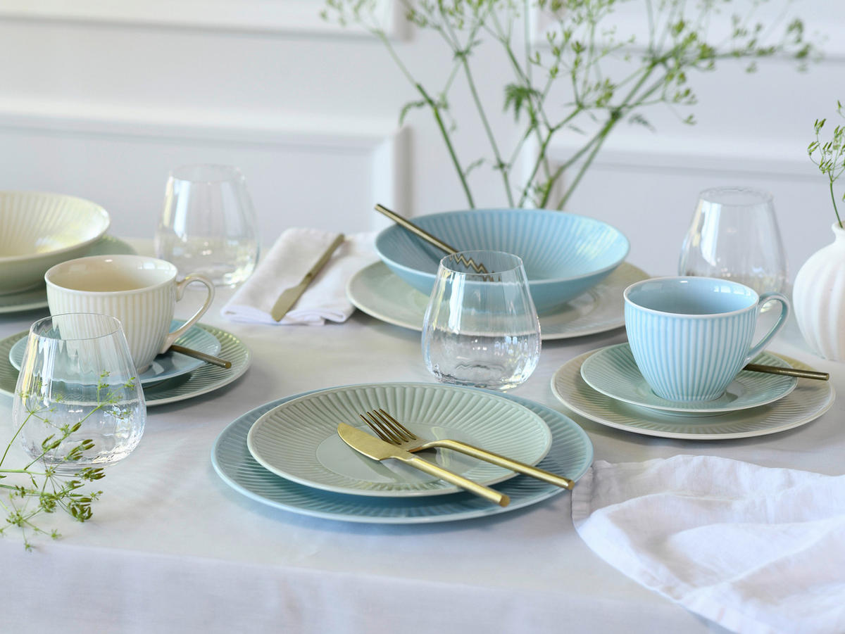 KAFFEESERVICE Creme, Pastellgrün, Pastellblau Valenica Pastell 18-teilig  - Pastellblau/Pastellgrün, Basics, Keramik - Creatable