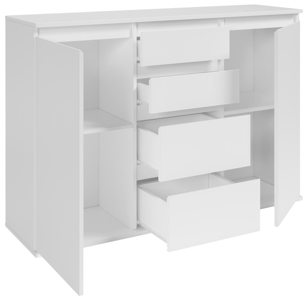 KOMODA, bela  - siva/bela, Design, umetna masa/leseni material (119/84/35cm) - Carryhome