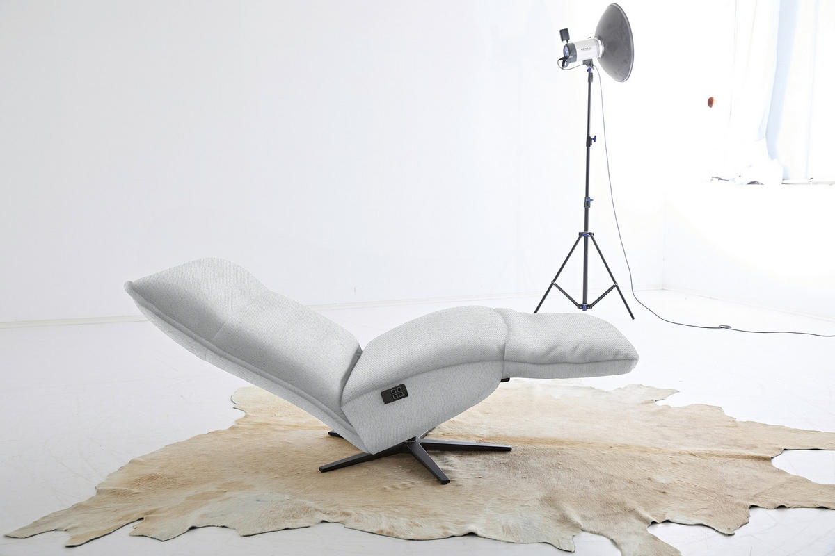 RELAXSESSEL in Textil Hellgrau  - Hellgrau/Schwarz, MODERN, Textil/Metall (90/106/96cm) - Chilliano