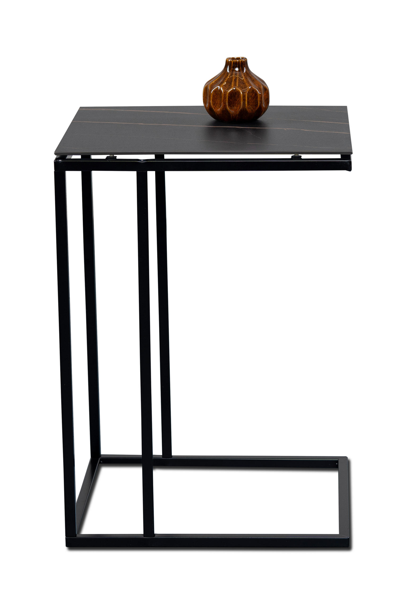 BEISTELLTISCH in Metall, Stein 38/43/62 cm  - Schwarz, Basics, Stein/Metall (38/43/62cm)