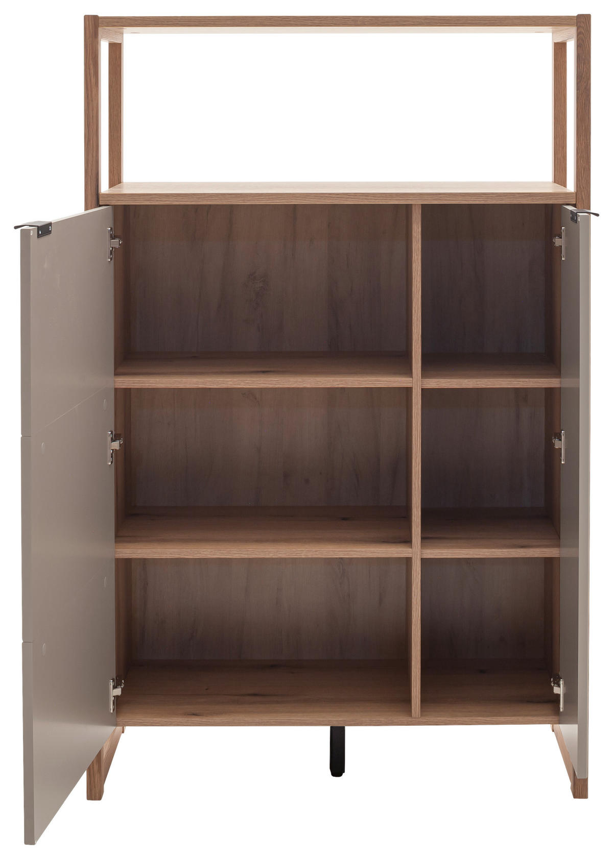 REGAL Grau, Schwarz, Eichefarben  95/150/44 cm  - Eichefarben/Anthrazit, Design, Holzwerkstoff/Metall (95/150/44cm) - Hom`in