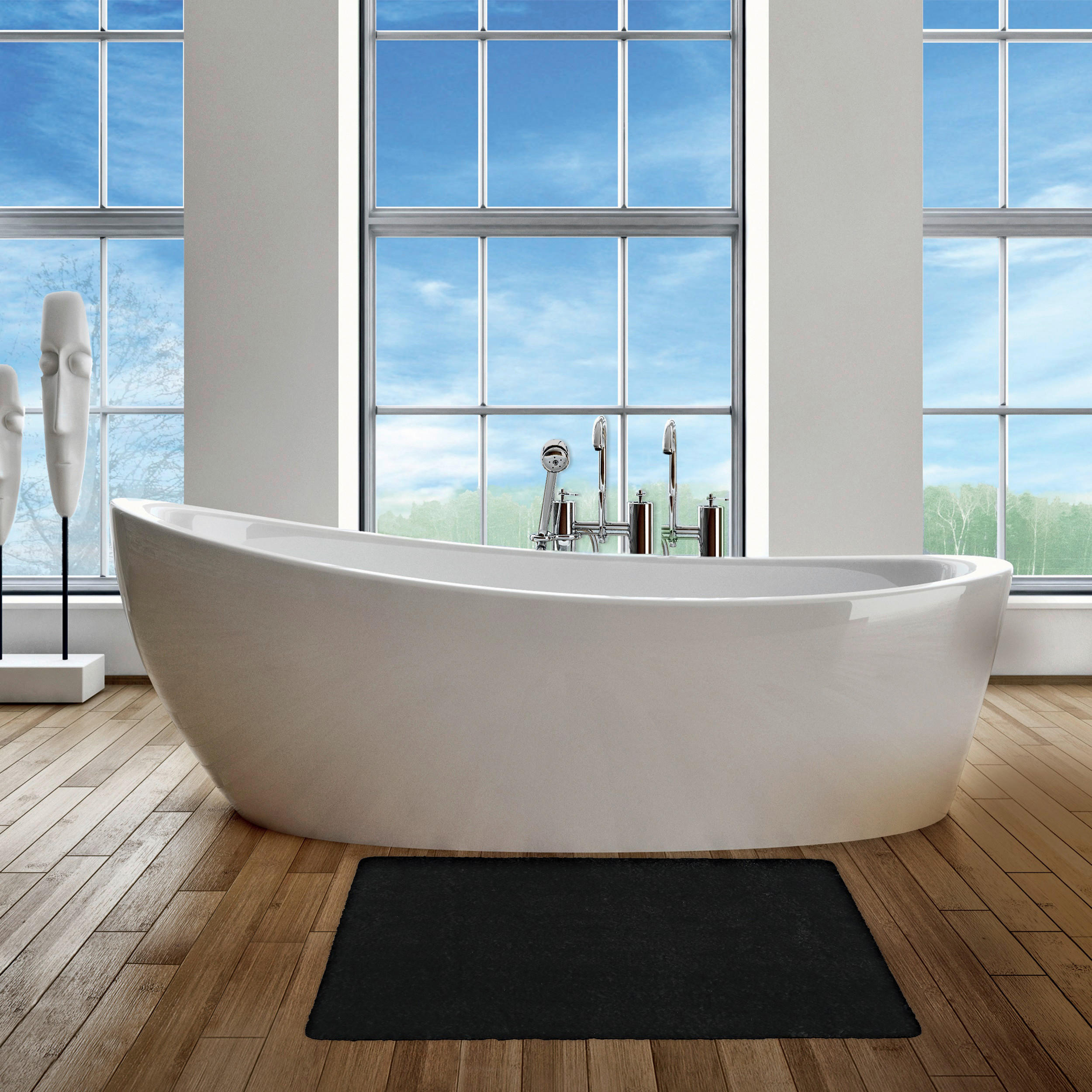 BADTEPPICH 70/50 cm Schwarz  - Schwarz, KONVENTIONELL (70/50cm) - Spirella