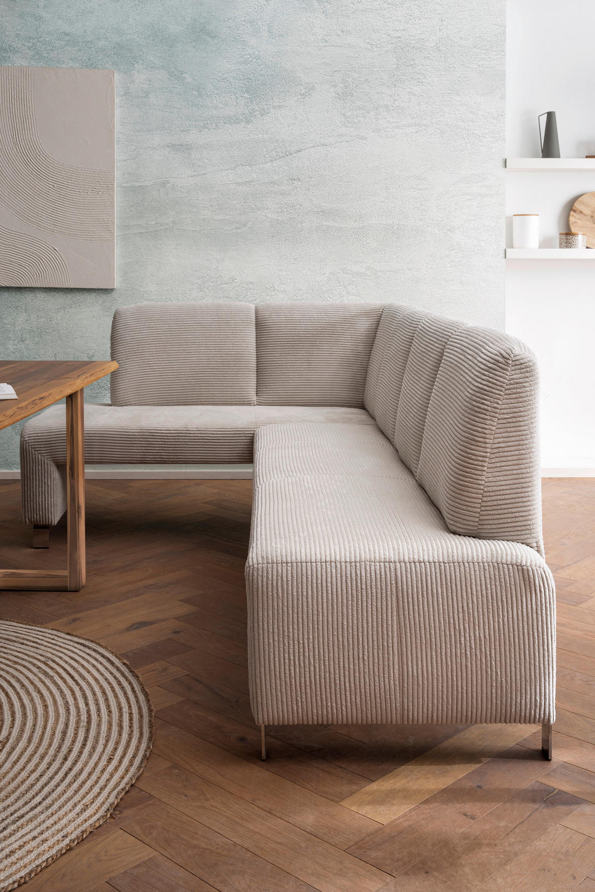 KLUPA KUTNA  bež  drvo, tekstil, drvni materijal      - srebrne boje/bež, Moderno, drvni materijal/drvo (243/158cm) - Livetastic