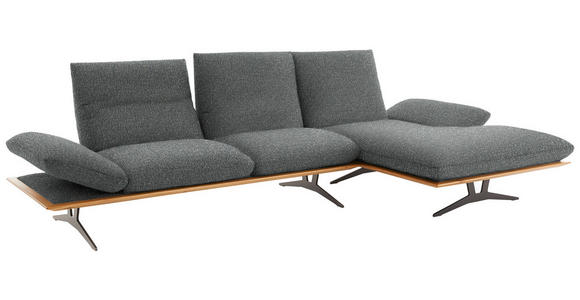 ECKSOFA in Flachgewebe Graubraun 314/159 cm - Graubraun/Schwarz, Design, Holz/Textil (314/159cm) - Dieter Knoll