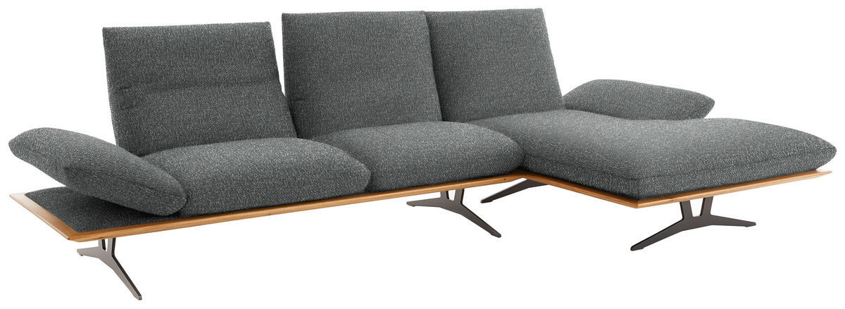 ECKSOFA in Flachgewebe Graubraun  - Graubraun/Schwarz, Design, Holz/Textil (314/159cm) - Dieter Knoll
