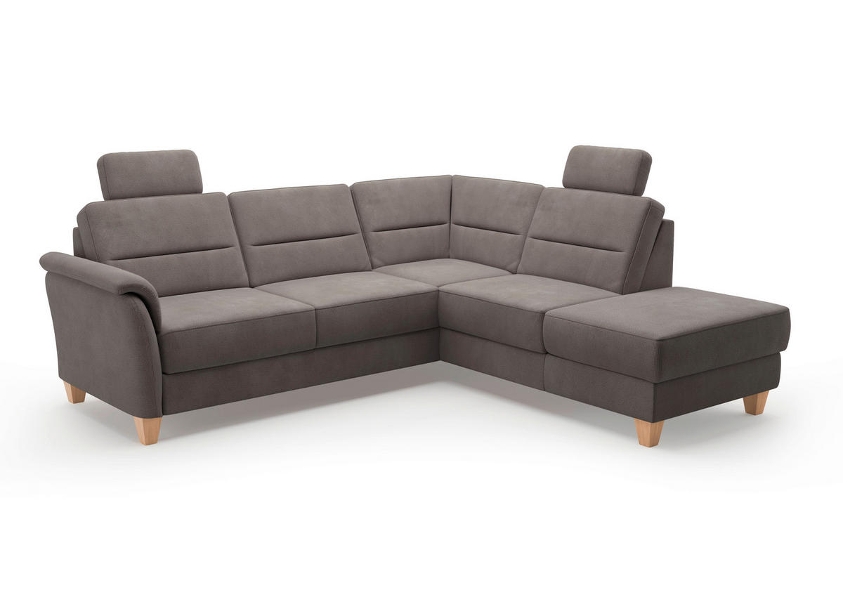 ECKSOFA in Flachgewebe Dunkelbraun  236/212 cm  - Eichefarben/Dunkelbraun, KONVENTIONELL, Holz/Textil (236/212cm) - Sit & More