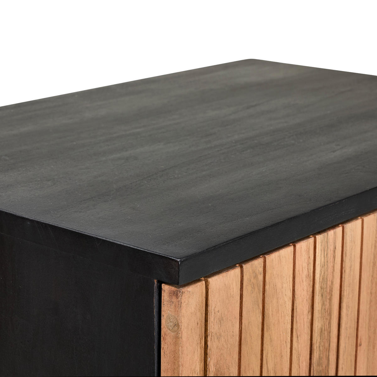 VITRINE in Hartholz Akazie Schwarz, Akaziefarben  - Schwarz/Akaziefarben, KONVENTIONELL, Holz/Metall (60/135/40cm) - Livetastic