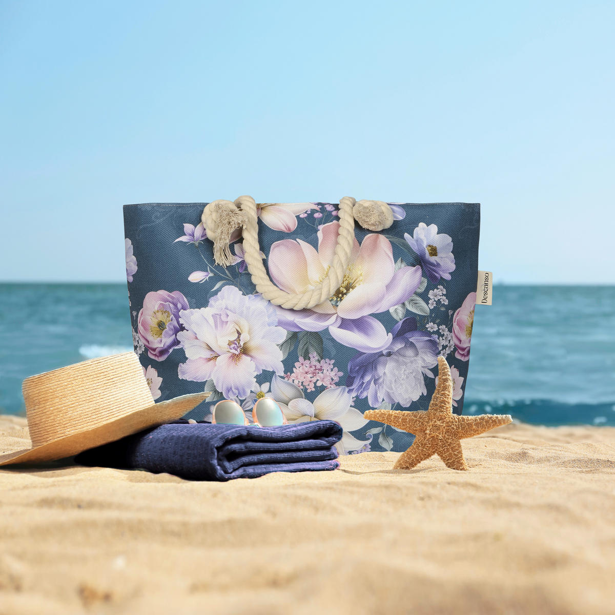 STRANDTASCHE - Petrol, Basics, Textil (60/43cm)