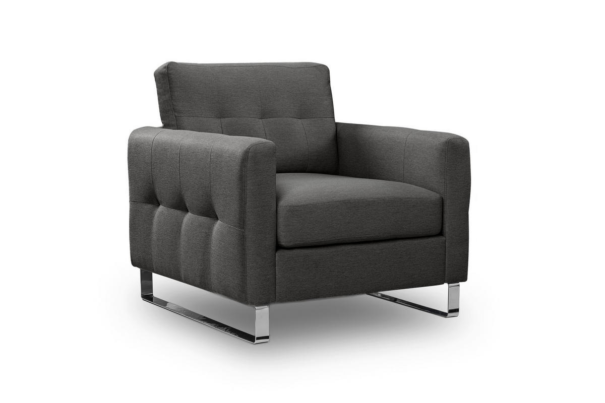 1,5-SITZER HERA Flachgewebe Grau  - Chromfarben/Grau, Basics, Textil/Metall (93/92/94cm) - MID.YOU