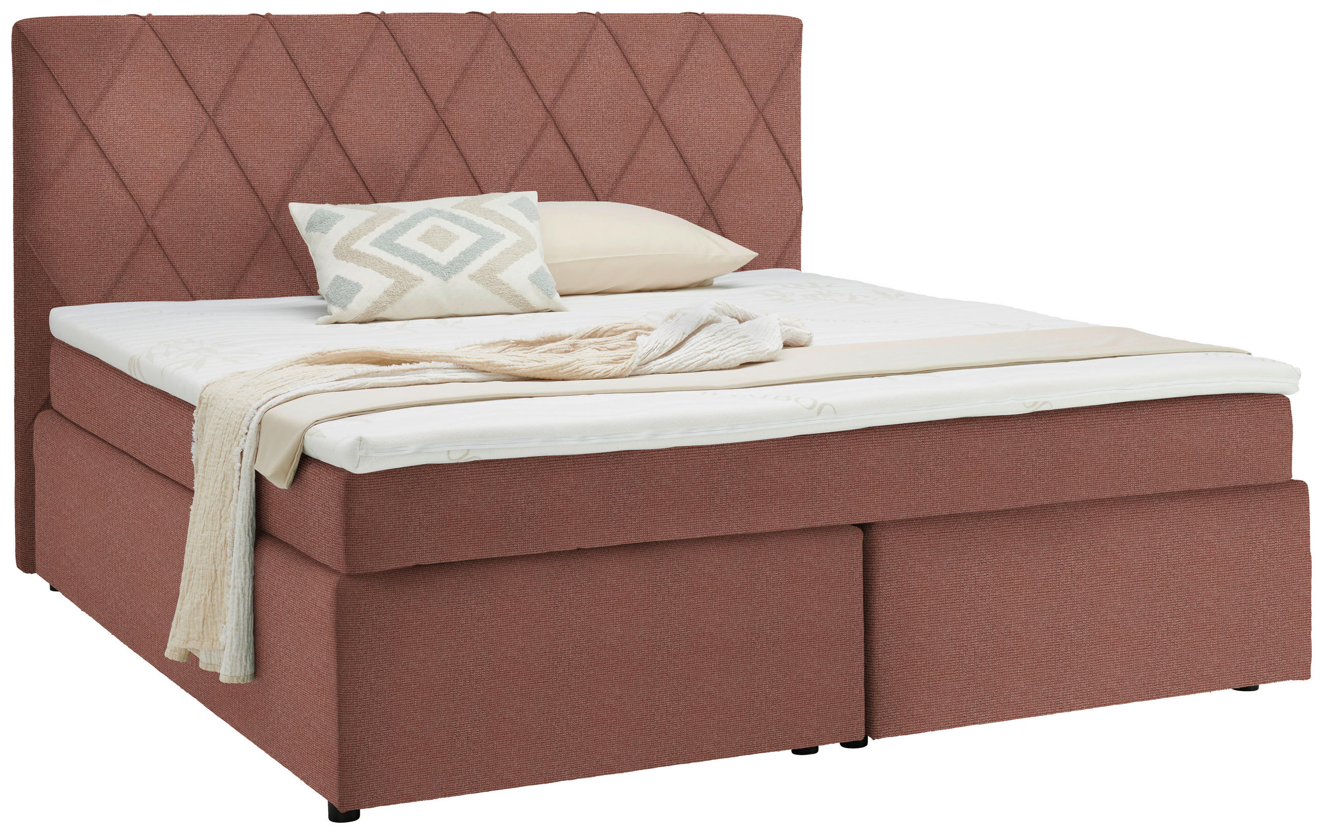 BOXSPRINGBETT 180/200 cm  in Rosa  - Schwarz/Rosa, Design, Kunststoff/Textil (180/200cm) - Xora