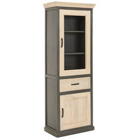 VITRINE in massiv Mangoholz Grau, Naturfarben  - Schwarz/Naturfarben, Natur, Glas/Holz (67/190/40cm) - Livetastic