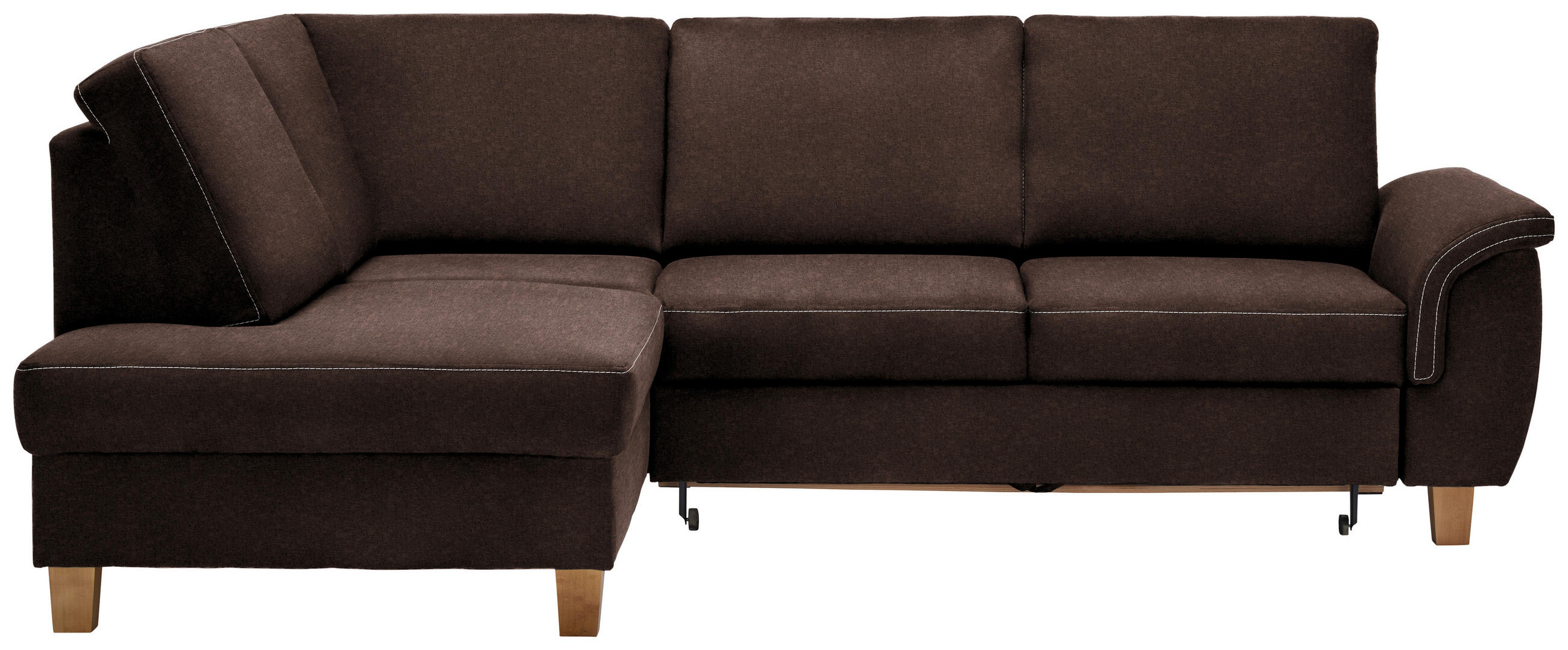 ECKSOFA Braun Flachgewebe  - Eichefarben/Braun, Design, Holz/Textil (185/253cm) - Cantus