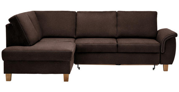 ECKSOFA in Flachgewebe Dunkelbraun  - Eichefarben/Dunkelbraun, Design, Holz/Textil (185/253cm) - Cantus