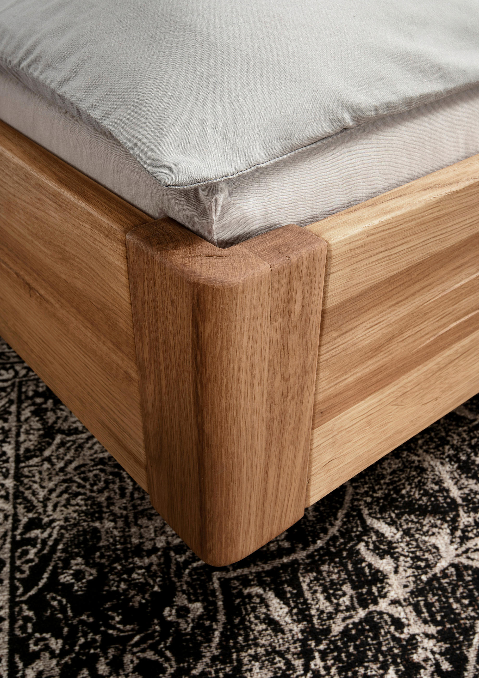 BALKENBETT 140/220 cm  in Wildeiche  - Wildeiche/Anthrazit, Natur, Holz/Metall (140/220cm) - Linea Natura