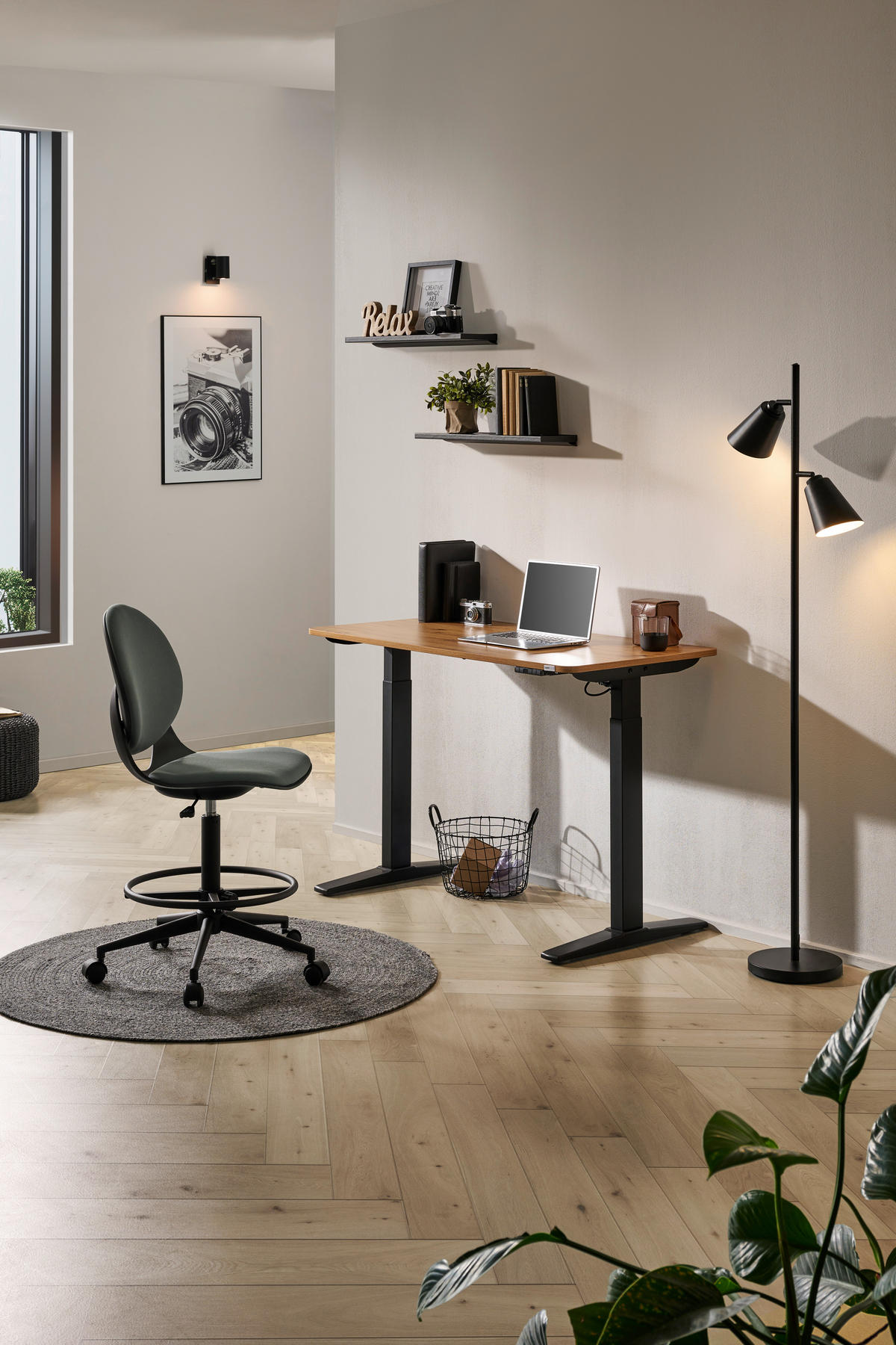 SCHREIBTISCH 120/60/71-116 cm  in Eiche Artisan  - Schwarz/Eiche Artisan, Modern, Holzwerkstoff/Kunststoff (120/60/71-116cm) - Carryhome
