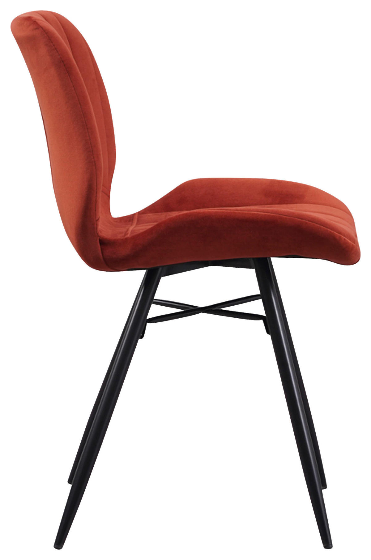 STUHL-SET 4 Stück  in Samt  - Rot/Schwarz, Design, Textil/Metall (47/82/55cm) - MID.YOU
