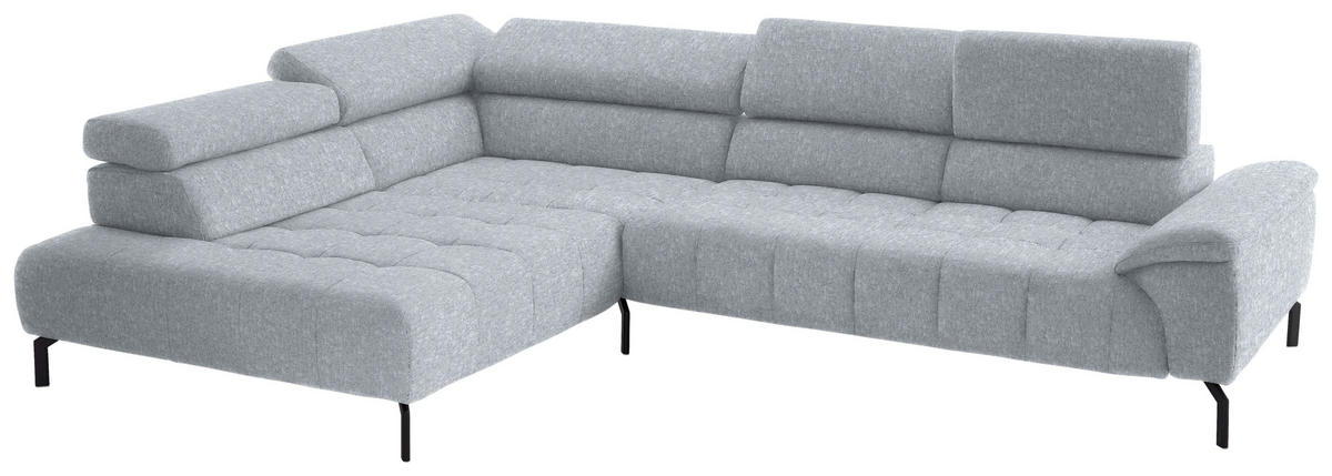 ECKSOFA in Chenille Hellgrau  222/323 cm  - Hellgrau/Schwarz, Design, Textil/Metall (222/323cm) - Beldomo Style