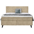 BOXSPRINGBETT 180/200 cm  in Beige  - Beige/Schwarz, KONVENTIONELL, Holz/Textil (180/200cm) - Voleo