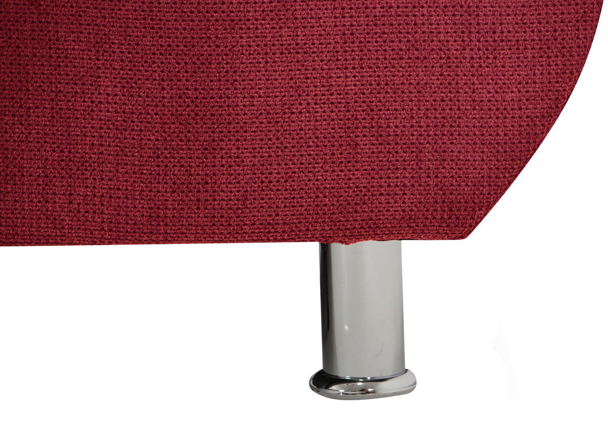 ECKSOFA in Flachgewebe, Mikrofaser Rot  - Chromfarben/Rot, Design, Kunststoff/Textil (198/312cm) - Livetastic