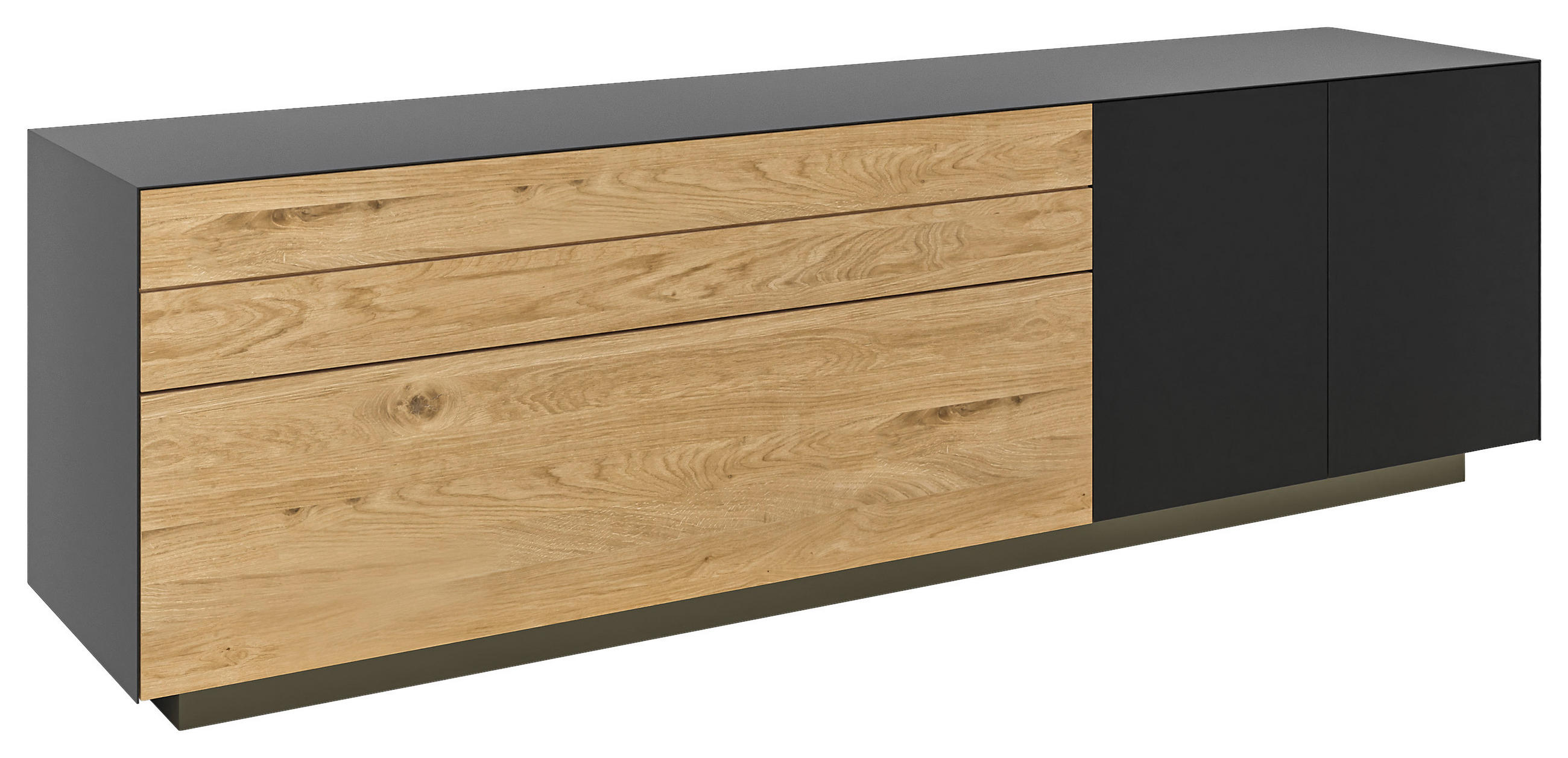 LOWBOARD Celika 181/55/40 cm 1 Schublade(n) erweiterbar, Typenauswahl, stehend  - Wildeiche/Anthrazit, Natur, Holz/Holzwerkstoff (181/55/40cm) - Dieter Knoll