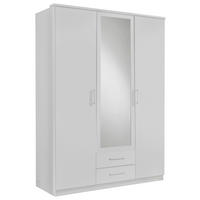 DREHTÜRENSCHRANK 135/199,5/58 cm,  in Weiß, 3-türig  - Alufarben/Weiß, KONVENTIONELL, Glas/Holzwerkstoff (135/199,5/58cm) - MID.YOU