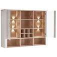 AUFSATZSCHRANK 162,4/121,6/38,2 cm  - Eichefarben/Grau, KONVENTIONELL, Glas/Holzwerkstoff (162,4/121,6/38,2cm) - Hom`in