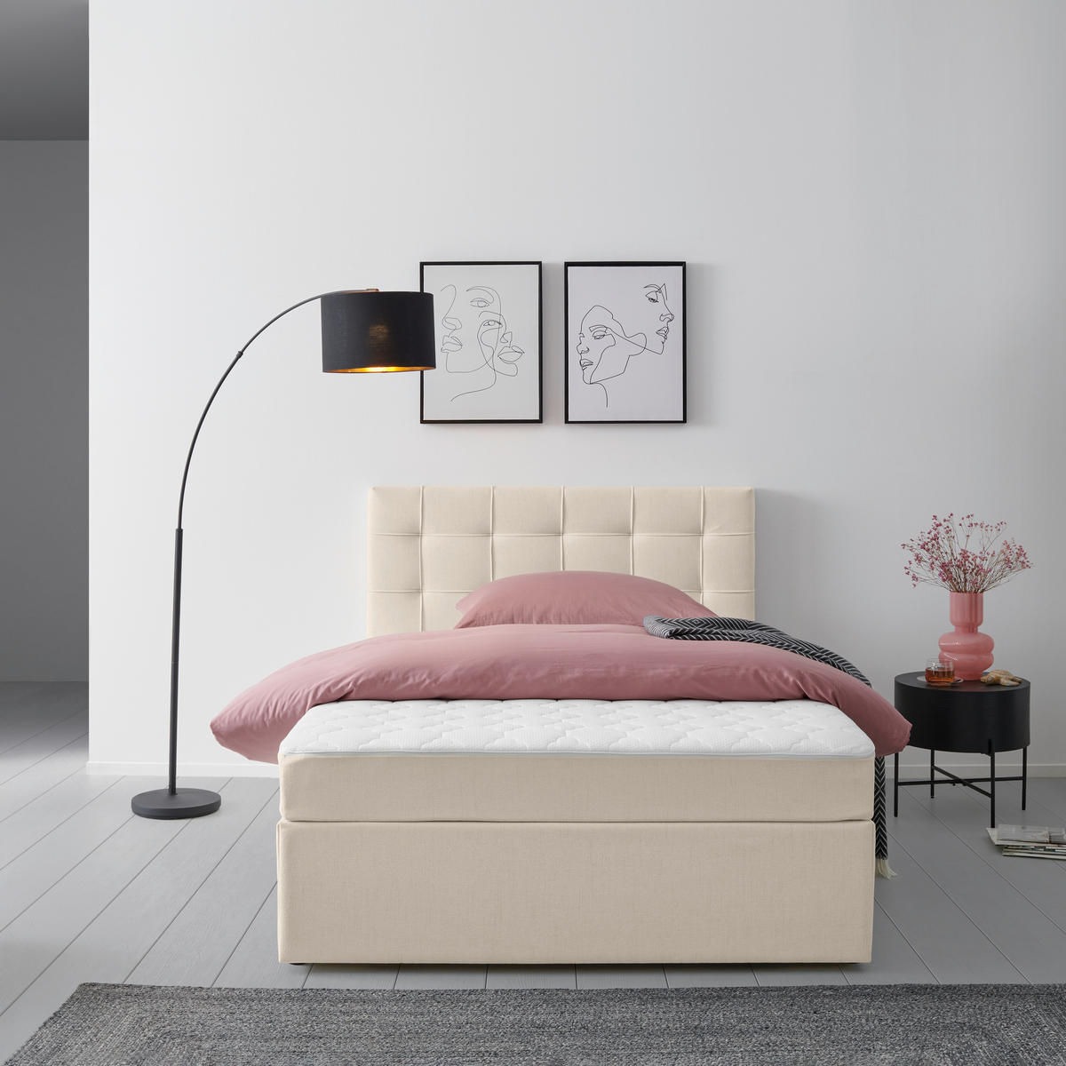 BOXBETT 140/200 cm  in Graphitfarben  - Graphitfarben, Modern, Holz/Textil (140/200cm) - MID.YOU