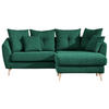 ECKSOFA Dunkelgrün Flachgewebe  - Dunkelgrün/Buchefarben, KONVENTIONELL, Holz/Textil (210/156cm) - Carryhome