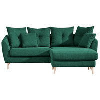 ECKSOFA in Flachgewebe Dunkelgrün  - Dunkelgrün/Buchefarben, Konventionell, Holz/Textil (210/156cm) - MID.YOU