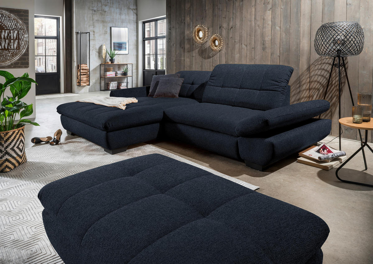 ECKSOFA in Mikrofaser Dunkelgrau  198/290 cm  - Dunkelgrau/Schwarz, Design, Textil/Metall (198/290cm) - Xora