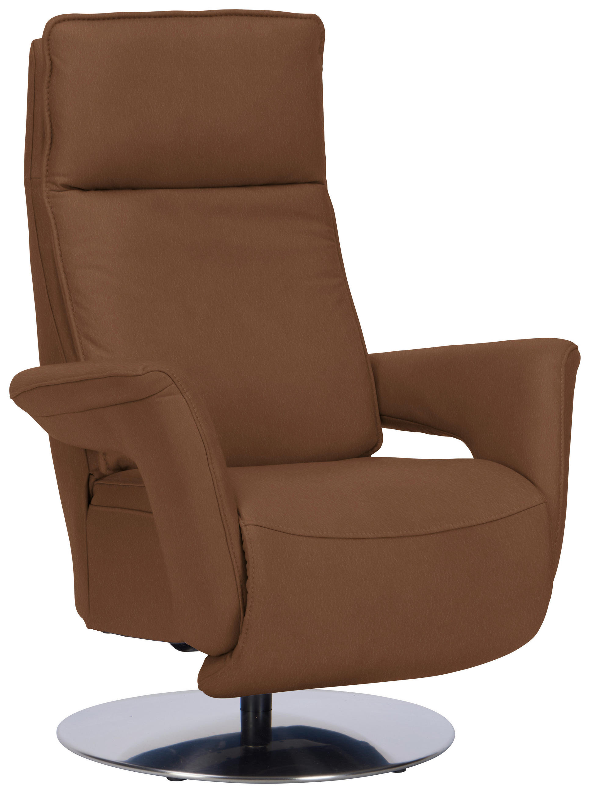 RELAXSESSEL in Leder Braun  - Edelstahlfarben/Braun, Design, Leder/Metall (83/112/87-174cm) - Valdera