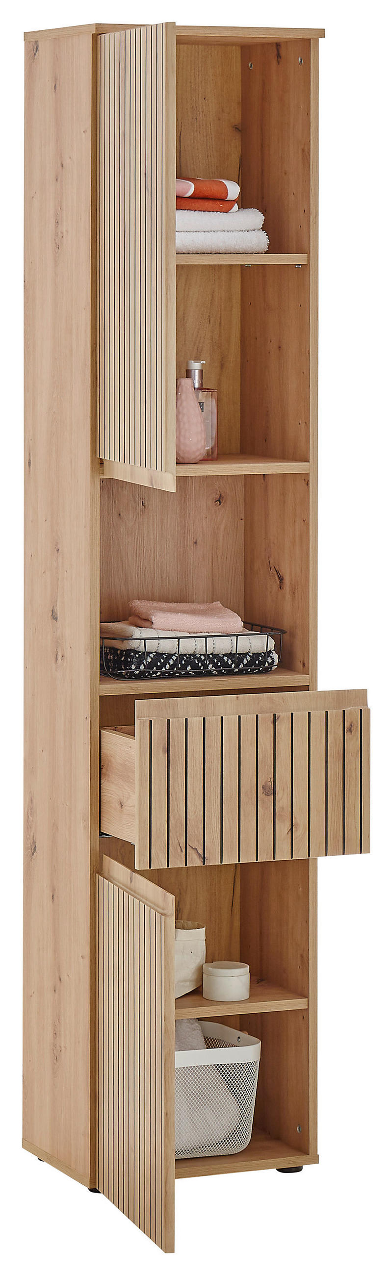 HOCHSCHRANK 40/181/31 cm  - Schwarz/Eiche Artisan, MODERN, Holzwerkstoff/Kunststoff (40/181/31cm) - MID.YOU